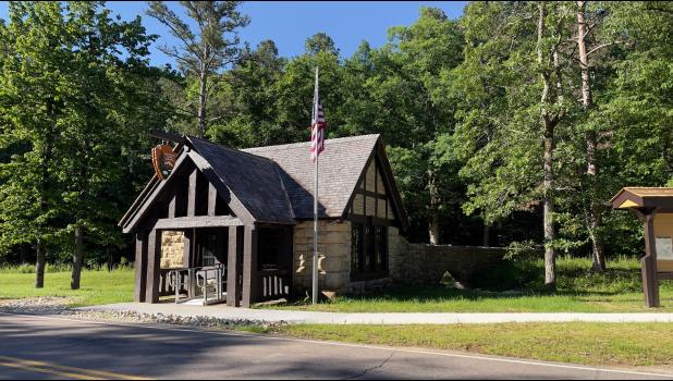 The Big Spring entrance station on State Highway 103. photo provided by NPS