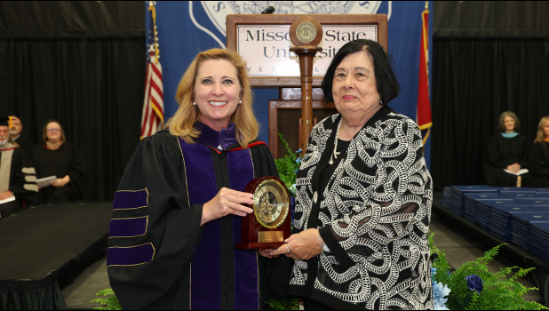 Chancellor Zora Mulligan is pictured with Carol Silvey. photo provided