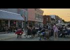 Saturday night’s crowd on Main Street. More local music lovers were seated in Wendell Bailey Park.