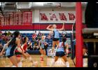 Junior Middle Attacker, Natalie Hunter, goes up strong during the pre-season Jamboree held at Liberty High School. The Lady Eagles went 1-1 at the Jamboree losing to Winona and beating Mountain Grove. On Tuesday, Aug. 28 the Lady Eagles traveled to St. Joseph where they took down Class 2 Lafayette County in two sets, 25-12, 25-10. Next up, the Lady Eagles will travel to Licking on Tuesday, Sept. 1. Howell County News/ Kacey Blunk
